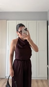 SATEN BLUZ PANTOLON TAKIM-BORDO
