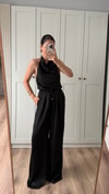 SATEN BLUZ PANTOLON TAKIM - SİYAH