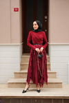 Anneliesse Şifon Fırfırlı Takım Bordo
