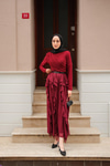 Anneliesse Şifon Fırfırlı Takım Bordo
