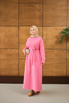 Arma Detay Elbise Pembe