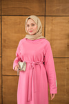 Arma Detay Elbise Pembe
