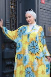 Ayçiceği Desenli Elbise Mavi-Sarı