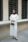 Badem Dikişli Kimono Takım Beyaz