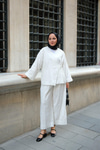 Badem Dikişli Kimono Takım Beyaz