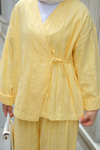 Badem Dikişli Kimono Takım Sarı