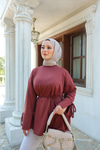 Bağcık Detaylı Sweatshirt Kiremit