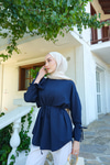 Bağcık Detaylı Sweatshirt Lacivert