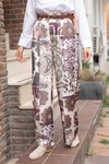 Baskılı Saten Pantolon Yeşil