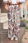 Baskılı Saten Pantolon Yeşil