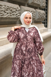 Batik Desen Elbise Kahverengi