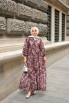 Batik Desen Elbise Kahverengi