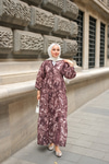 Batik Desen Elbise Kahverengi