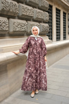 Batik Desen Elbise Kahverengi