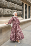 Batik Desen Elbise Kahverengi