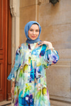 Batik Desen Elbise Mavi