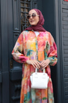 Batik Desenli Elbise Turuncu