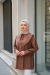 Bebe Yaka Bel Bağlamalı Gömlek Kahverengi
