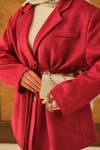 Bel Bağlamalı Blazer Süet Ceket Bordo