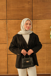 Bel Bağlamalı Blazer Süet Ceket Siyah