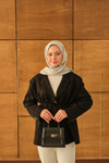 Bel Bağlamalı Blazer Süet Ceket Siyah