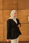 Bel Bağlamalı Blazer Süet Ceket Siyah