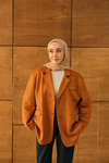 Bel Bağlamalı Blazer Süet Ceket Taba