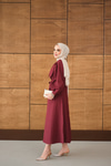 Bel Bağlamalı Elbise Bordo