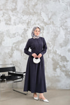 Bel Bağlamalı  Elbise Lacivert