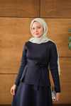 Bel Bağlamalı Etekli Takım Lacivert