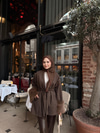 Bel Bağlamalı Kaşe Kaban Kahverengi