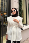 Bel Bağlamalı Kimono Beyaz