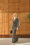 Bel Bağlamalı Kimono Takım Gri