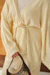 Bel Bağlamalı Kimono Takım Krem