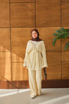 Bel Bağlamalı Kimono Takım Krem