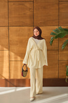 Bel Bağlamalı Kimono Takım Krem
