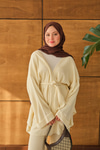 Bel Bağlamalı Kimono Takım Krem