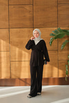 Bel Bağlamalı Kimono Takım Siyah