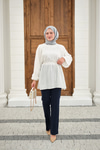 Bel Bağlamalı Tunik Beyaz
