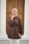 Bel Bağlamalı Tunik Kahverengi