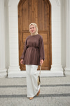 Bel Bağlamalı Tunik Kahverengi