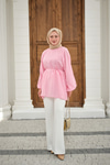 Bel Bağlamalı Tunik Pembe