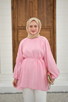 Bel Bağlamalı Tunik Pembe