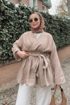 Beli Büzgülü Lidya Tunik Vizon