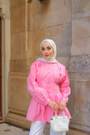 Beli Nervurlu Poplin Gömlek Pembe