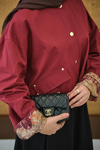 Bisiklet Yaka Astarı Desenli Çıtçıtlı Regular Gabardin Kısa Trenç Bordo