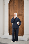 Bisiklet Yaka Bel Bağlamalı Basic Takım Lacivert