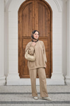 Bisiklet Yaka Oversize İkili Takım Vizon