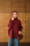 Bisiklet Yaka Sweat Bordo