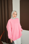 Bisiklet Yaka Sweat Pembe